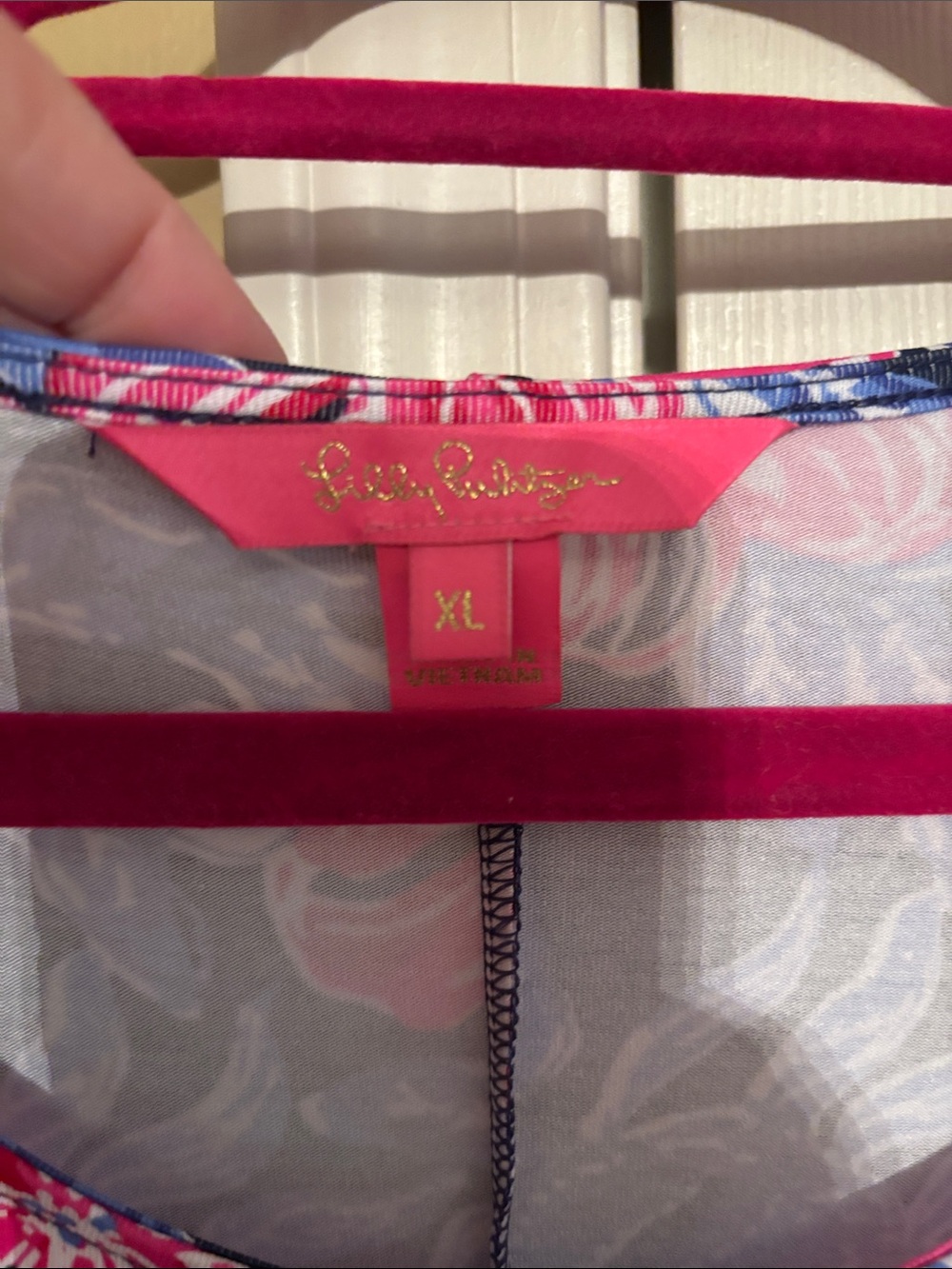 Lilly Pulitzer Navy Maxi Dress with Pink and Blue Floral Print - Picture 2 of 4